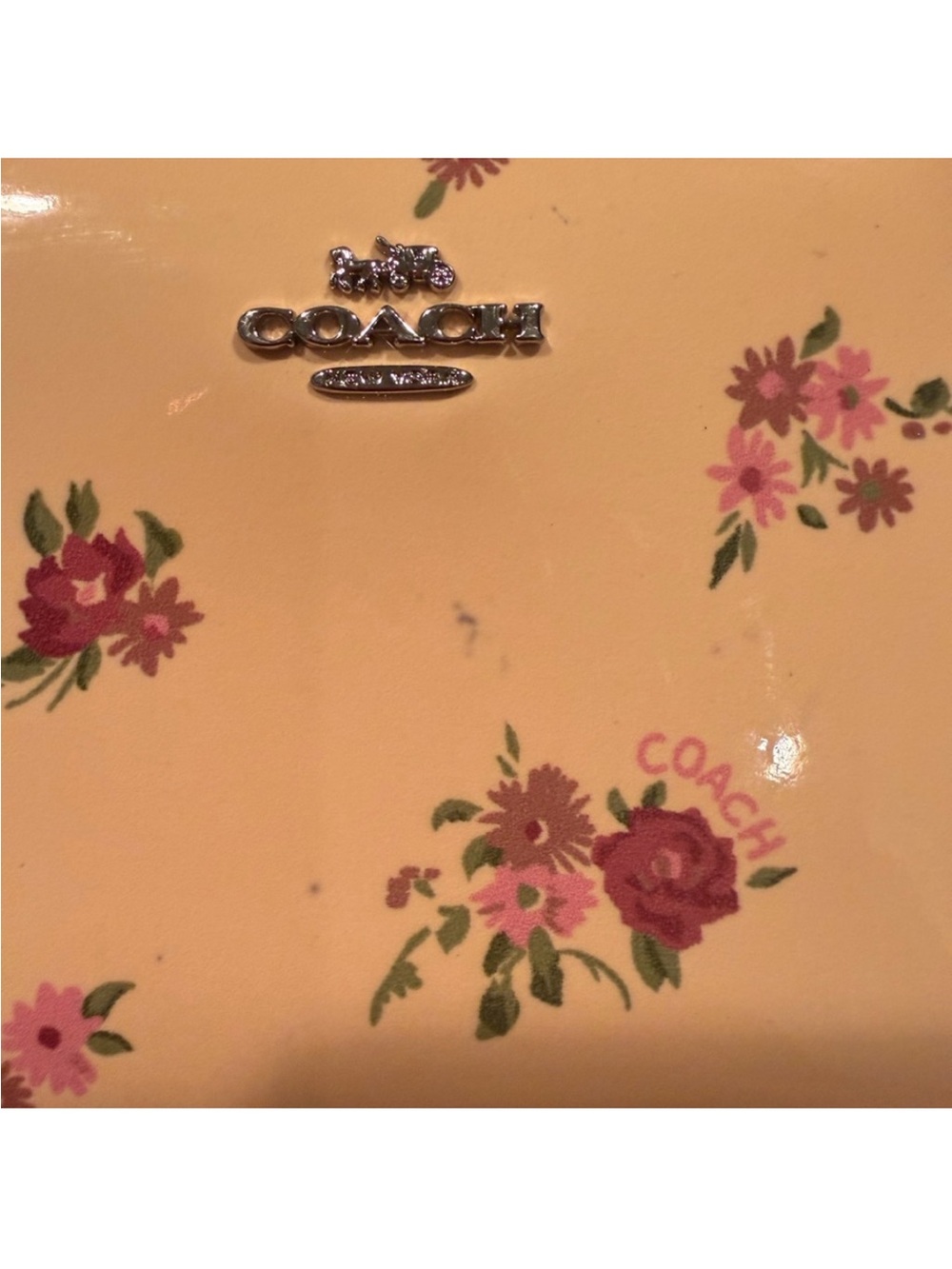 Coach Yellow Floral Patent Leather Zip Wallet - Picture 6 of 11